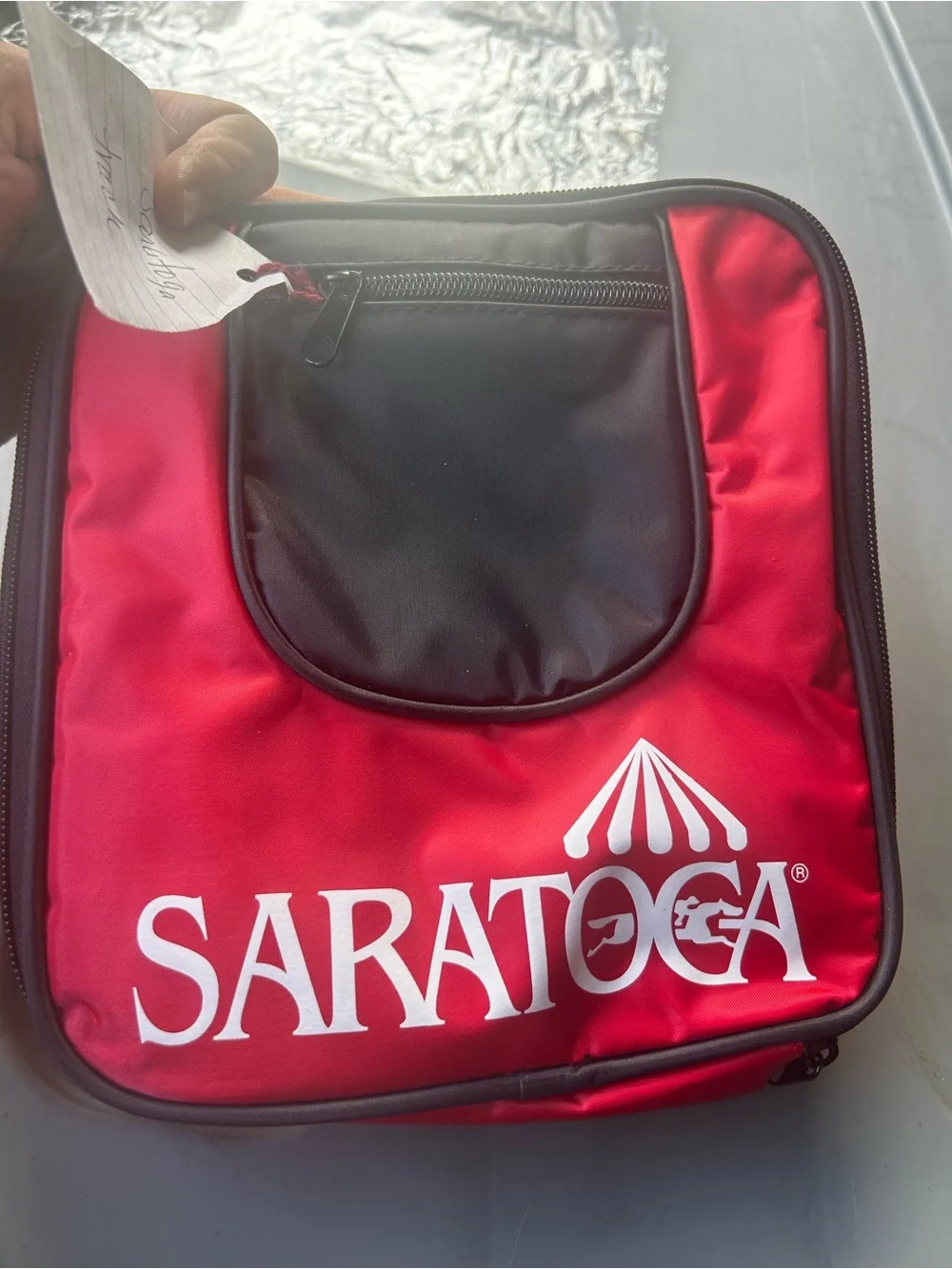 Red Insulated Lunch Tote, from Saratoga